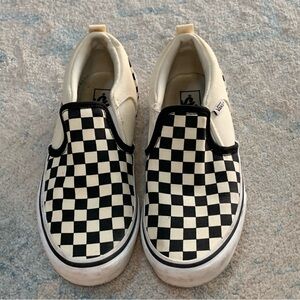 Vans Kids Checkered Slip-On Sneakers - Black and Cream